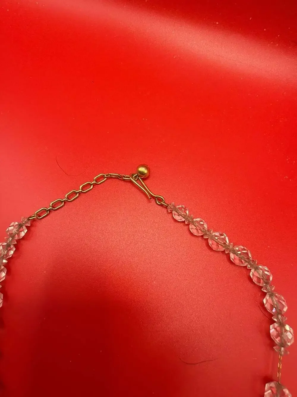 Vintage Clear Faceted Crystal Graduated Bead Necklace